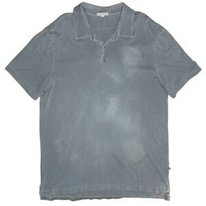 James Perse Standard Mens Sueded Jersey Polo Shirt Faded Gray Sz 4 Supima Cotton